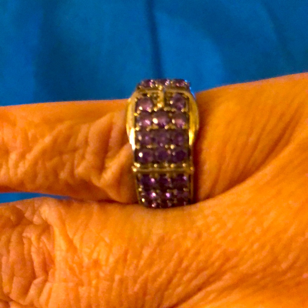 Kris Buckle Amethyst Ring Set In Platinum Sts Over An Alloyed Brass